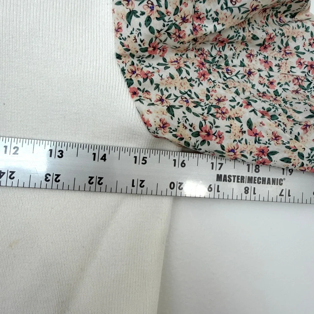 Anthropologie Puff Sleeve Floral Peplum Sweater Top Ivory Women's Size‎ XS